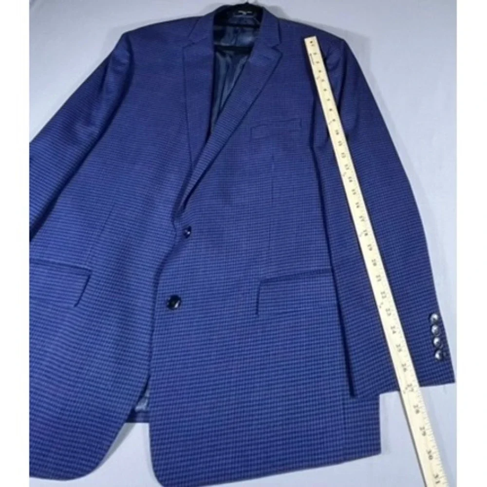 Shaquille‎ O'Neal XLG Blue Burgundy Houndstooth Blazer Sport Coat Men's Size XLG